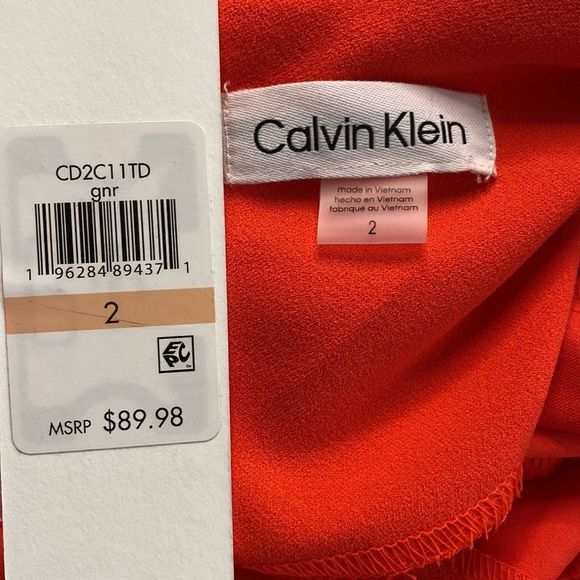 Calvin Klein Tulip Sleeve Sheath Dress Cocktail Spicy Orange Womens Size 2 - Picture 10 of 10